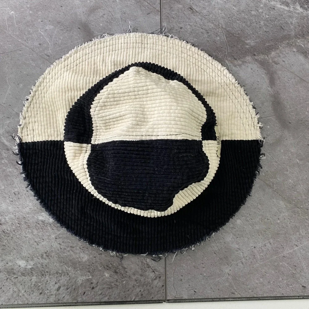 BDG Black and Cream Corduroy Patchwork Bucket Hat